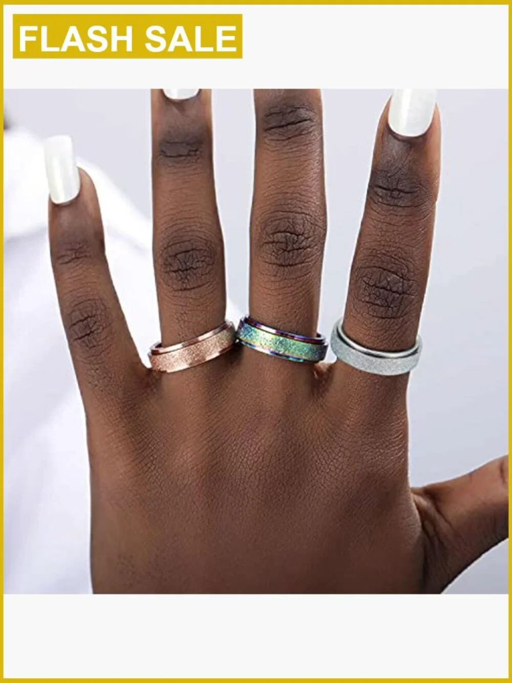 Spinner Anxiety Relief Fidget Ring Set 6mm Titanium Stainless Steel